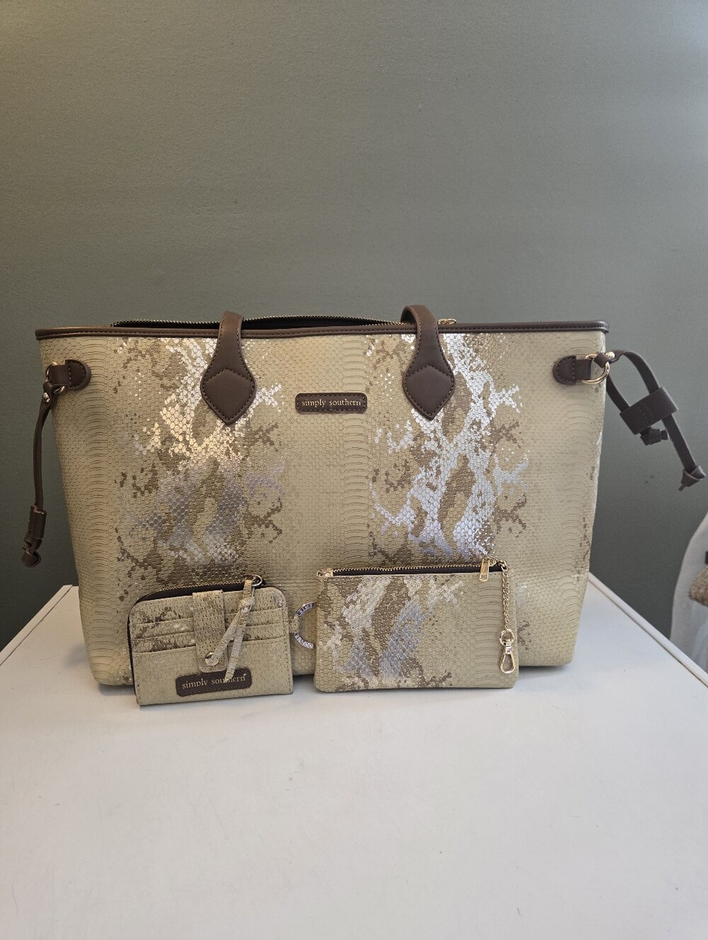 Simply Southern Snake-Print Tote with Matching Coin Purse And Wallet